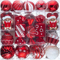 Valery Madelyn Christmas Ornaments Set, 120ct Candy Cane Red and White Shatterproof Christmas Tree Decorations Set, Variety Decorative Hanging Ball Ornaments Bulk for Xmas Holiday Party Decor