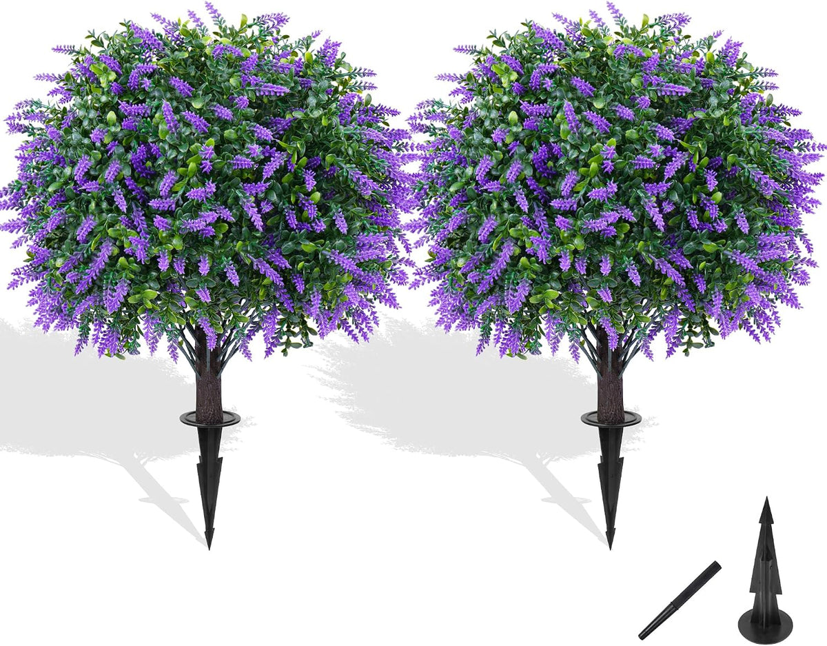 grooy artificial set of 2 uv resistant boxwood, front angle view