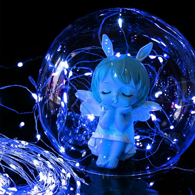 WATERGLIDE 12 Pack Fairy Lights Battery Operated (Included), 7 ft 20 LED Mini String Lights, Waterproof Silver Wire Firefly Starry Light for DIY Wedding Christmas Party Mason Jars Decor, Blue