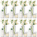 Nuogo 24 Pcs Plastic Cylinder Vases Tall Clear Flower Vases for Centerpieces Hurricane Candle Holder for Home Wedding Office Party Formal Dinners Decorations (4''/6''/8'')