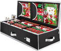 ZOBER 600D Oxford Gift Wrapping Paper Organizer Storage - 40" Gift Wrap Storage Containers with Interior Pockets for Bows, Tags & Ribbons - Wrapping Paper Holder, Fits 24 Standard Rolls, Black/White