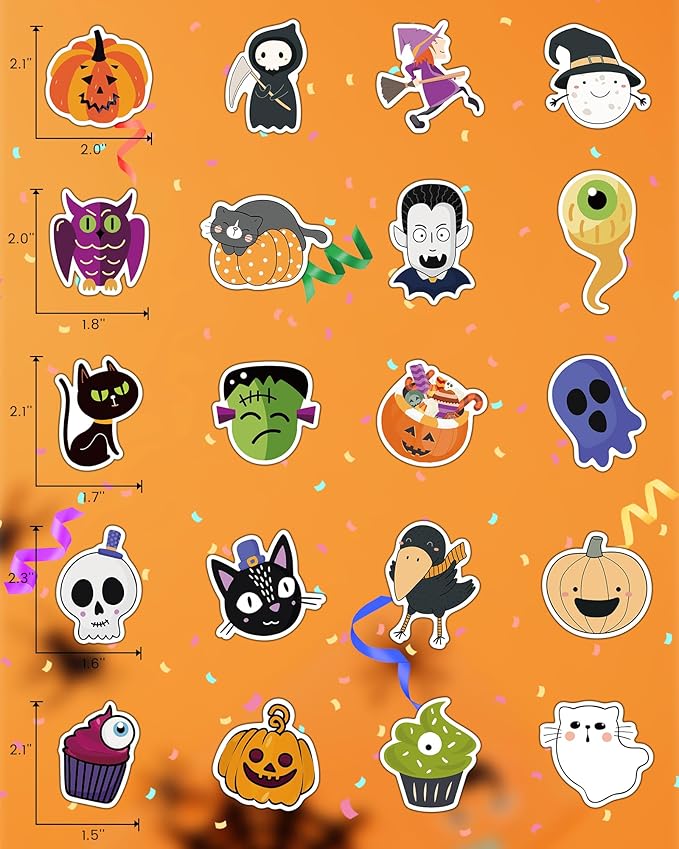 300 PCS Halloween Pumpkin Stickers, Vinyl Waterproof Stickers for Water Bottles Laptop Skateboard Computer, Halloween Party Favors Gifts Funny for Kids Teens Adults