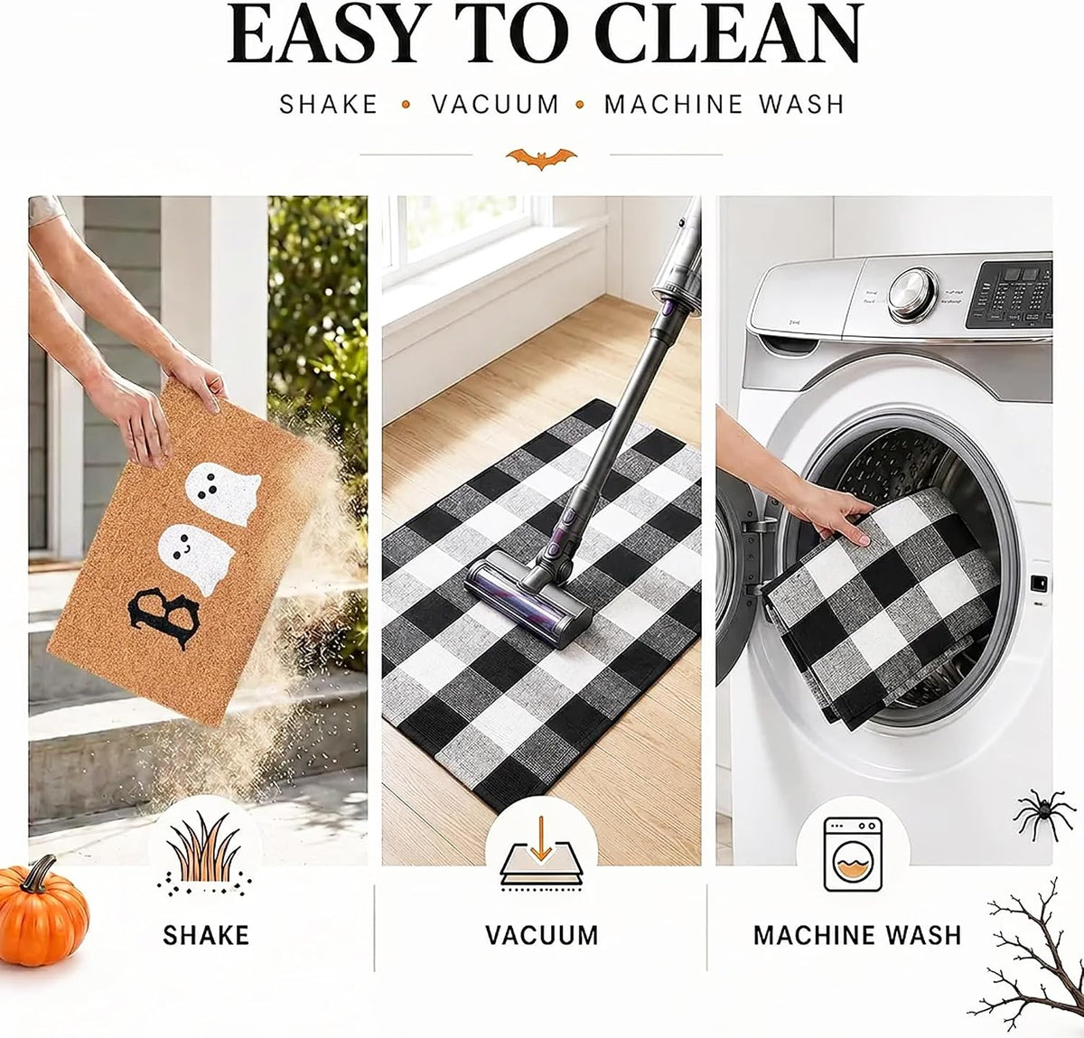 Halloween Door Mat Combo Set, Boo Ghost Coco Coir Welcome Doormat + 28" ...
