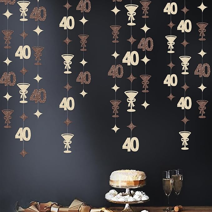 Champagne Gold Brown 40th Birthday Decorations Espresso Martini Garland Streamer Banner Decor for Womens A Tini Bit Older Martini Birthday Cheers to 40 Years Happy 40th Anniversary Bar Party Supplies