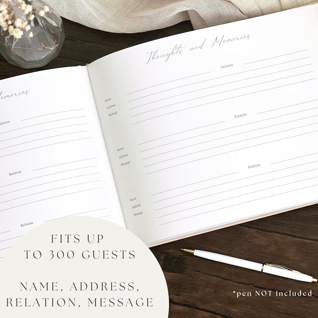 Funeral Guest Book for 2026 Celebration Of Life Memorial Service - Leather Memory Book for Funeral Guests to Sign In with Condolence Memory Table Sign & Back Pocket - Blue Guestbook