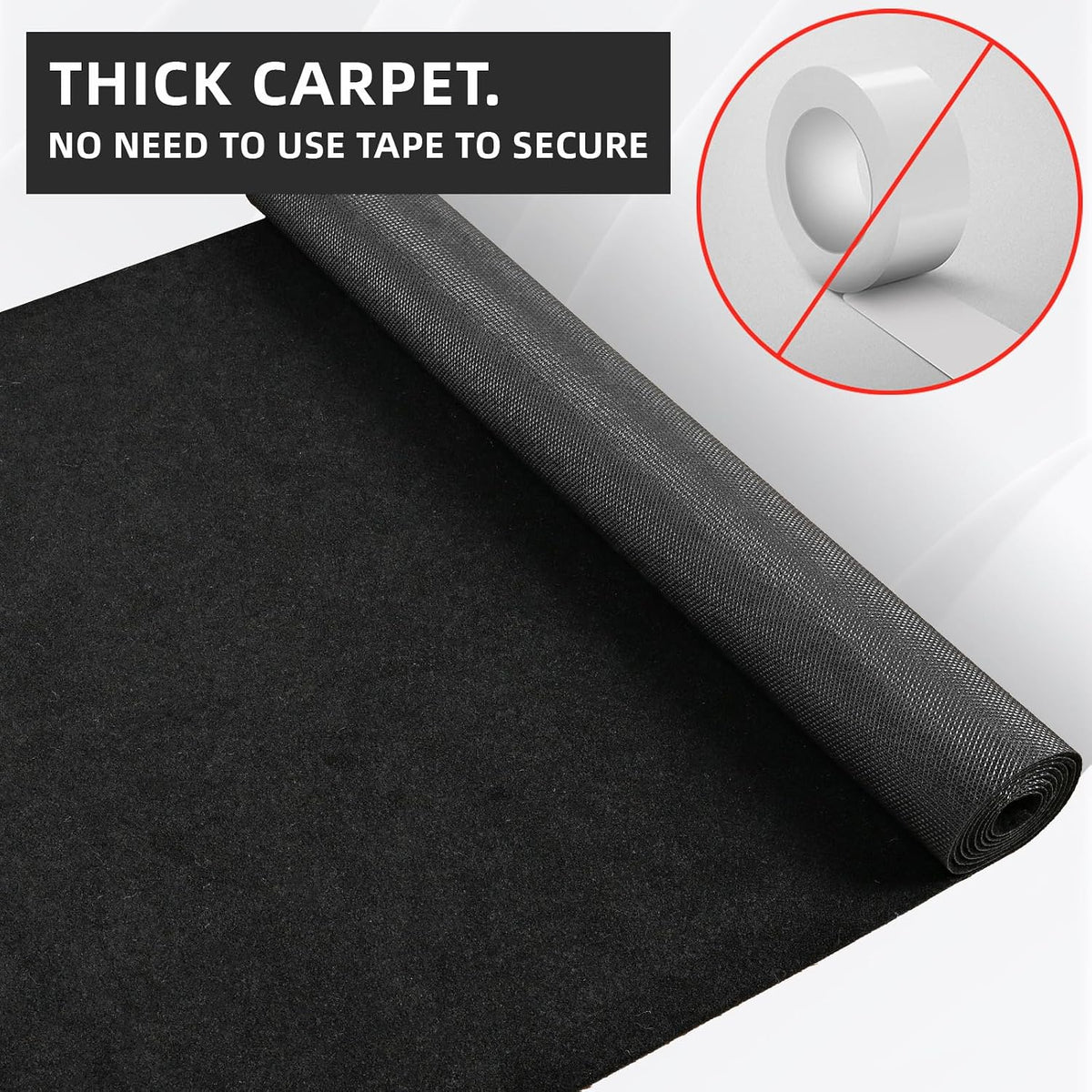 Extra Thick Black Carpet Runner 3x10 ft,Non-Slip TPR Rubber Backing 450 GSM N...
