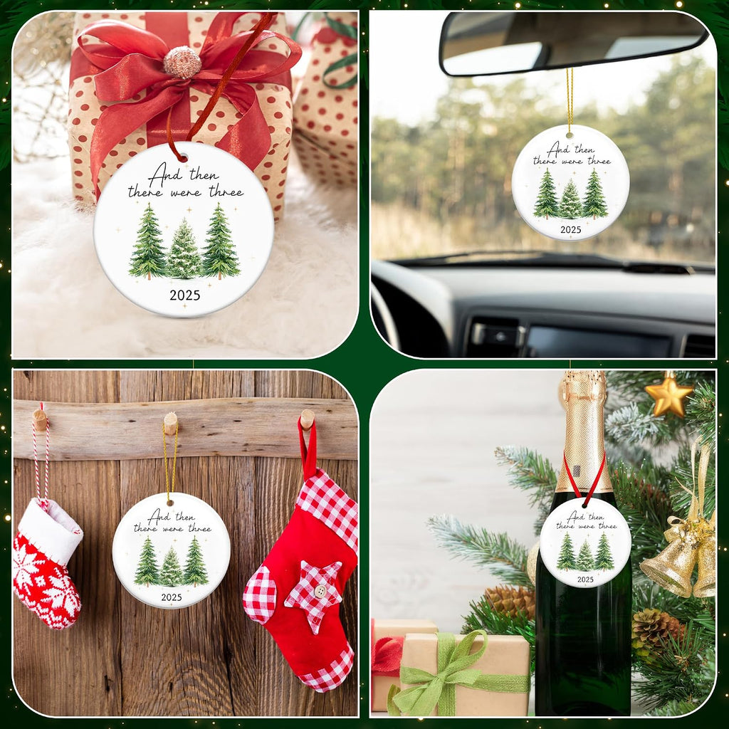OASSIE Baby's First Christmas Ornaments 2025 - Glass Christmas Ornaments 2025 for Tree Decorations - Gifts for New Mom Dad Parents Couples, Family of Three, Pregnancy Announcement for Grandparents