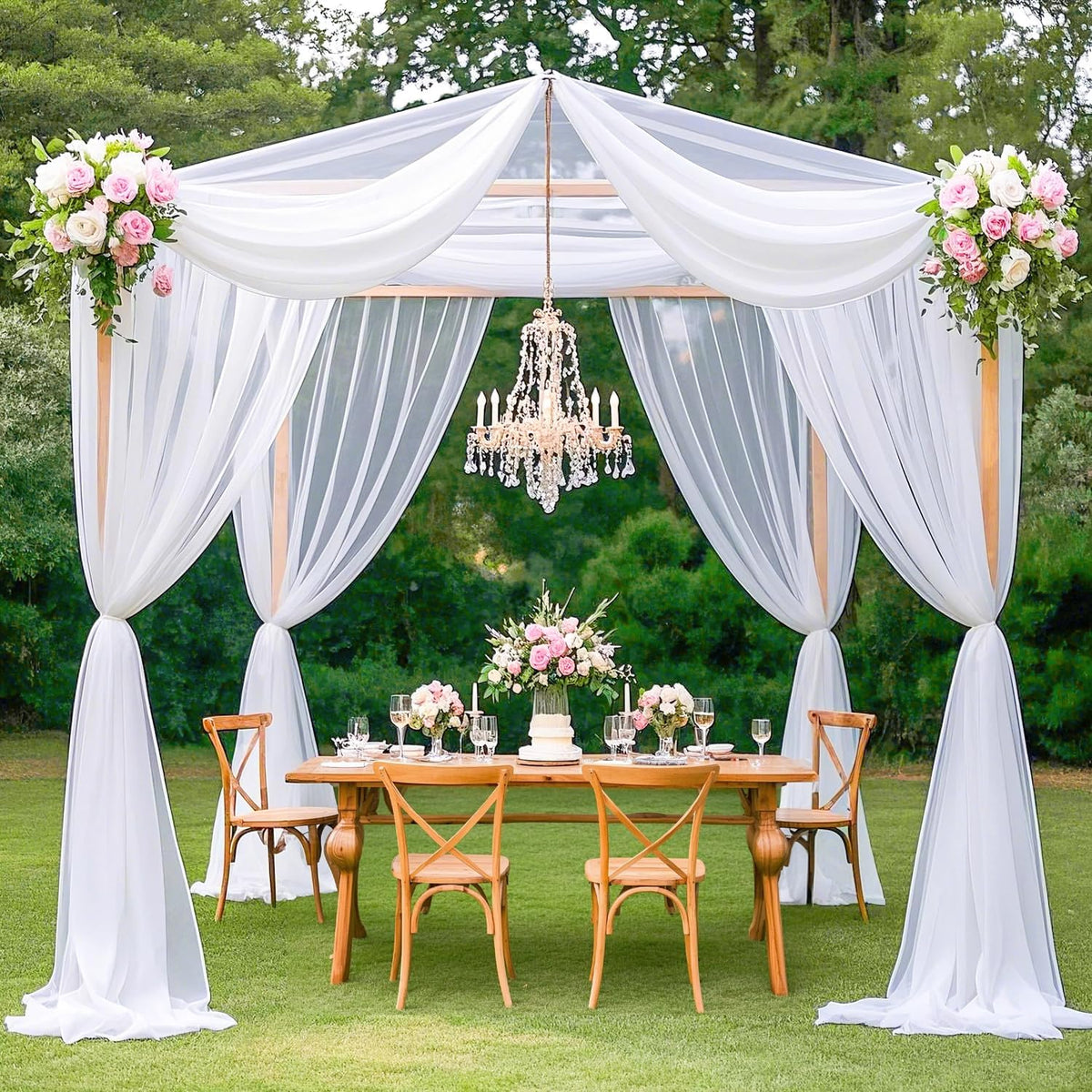 modfuns ceiling drapes for parties white sheer chiffon on a desk or shelf