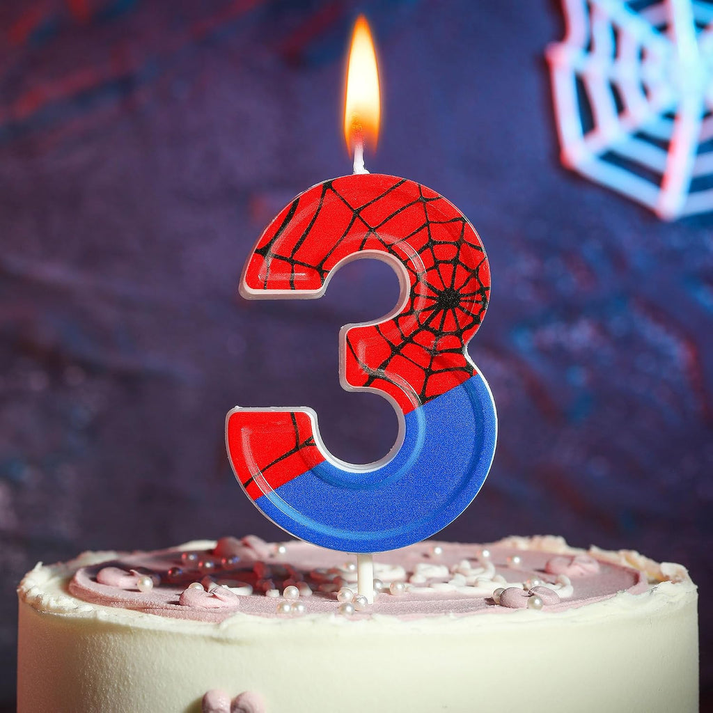 PHD CAKE 2.76 Inch Number 3 Fun Spider Birthday Candles, Spider Number Candles, Cake Number Candles, Party Celebration