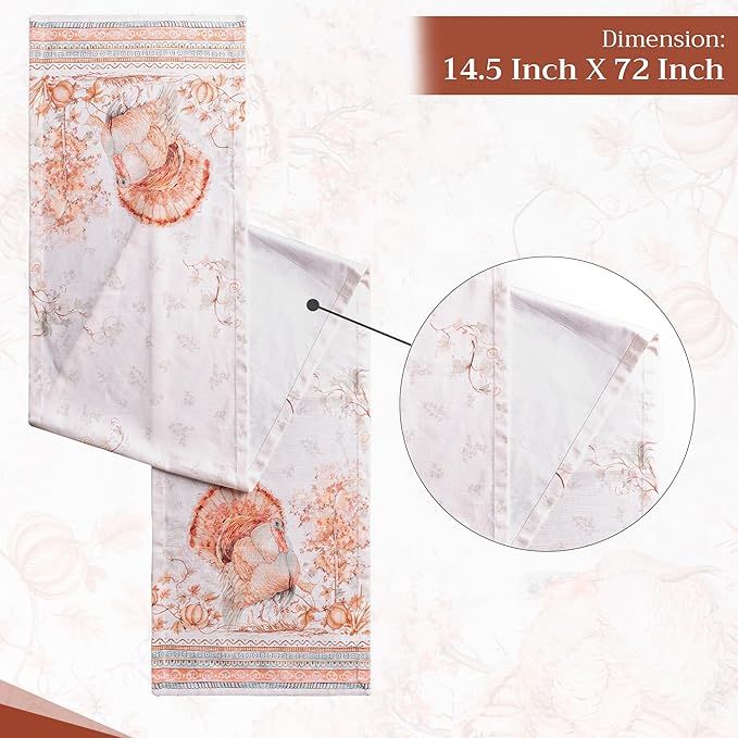 Maison d' Hermine Table Runner 100% Cotton Single Layer Table Runners 72 inches Long for Thanksgiving Christmas Decorations Home Kitchen Dining Party Wedding (Giving Thanks, 14.5" x 72")