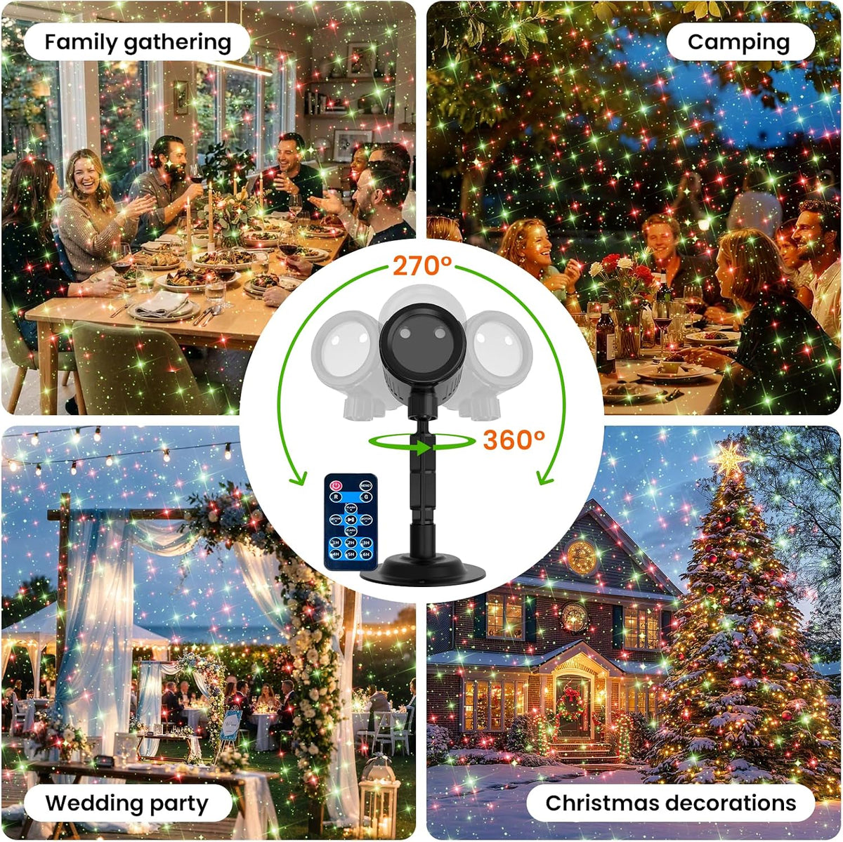 Christmas Projector Lights Outdoor, Moving Starry Sky Effects Light Show,RG