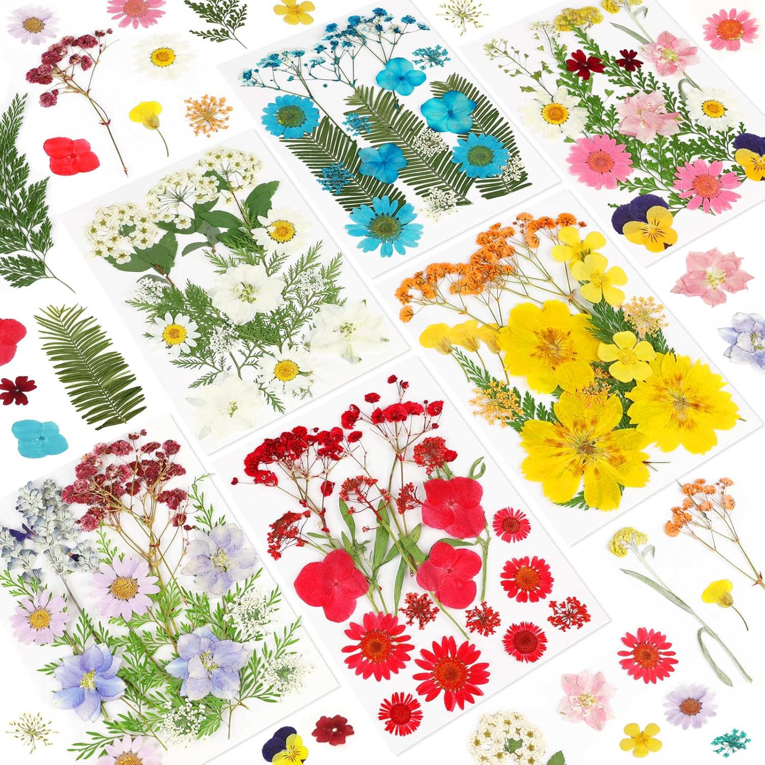 NESCCI Dried Pressed Flowers for Resin, 103pcs Real Nature Dried Flowers for Crafts Bulk Dry Flowers Leaves Kit Used for Resin Molds Scrapbooking DIY Art Crafts Candle Soap Making Nails Décor