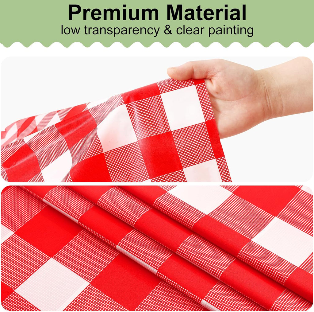 misaya 4 Packs Buffalo Disposable Table Cloth, 54 x 108 Inch Waterproof Plastic Tablecloth, Rectangle Red and White Checkered Table Covers for Picnic, Birthday, Party, Back to School