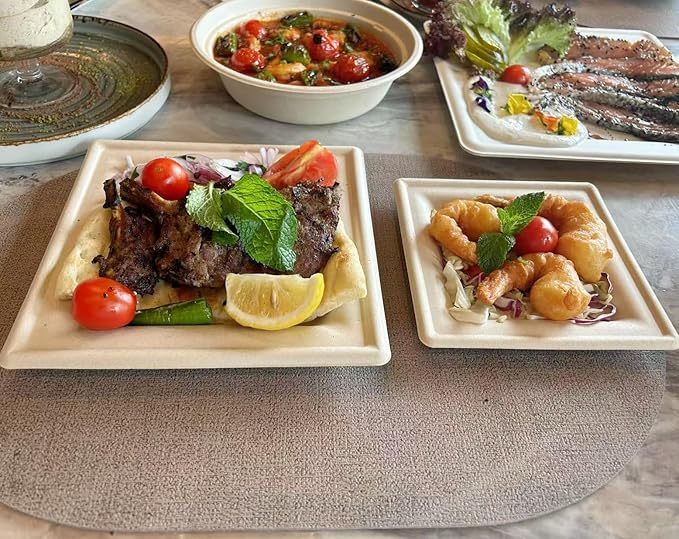 GreenWorks 6 inch and 8 inch Heavy-duty Compostable Plates (each 50 Count), 100 Count Bagasse and Bamboo Fiber Disposable Paper Plates
