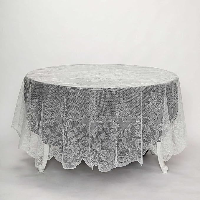 Tableclothsfactory 90" Ivory Premium Lace Round Tablecloth for Banquet Party Wedding Event Home Decor