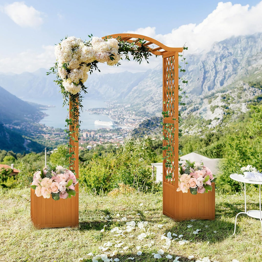 moccha wooden garden arbor with planter - outdoor, main product view