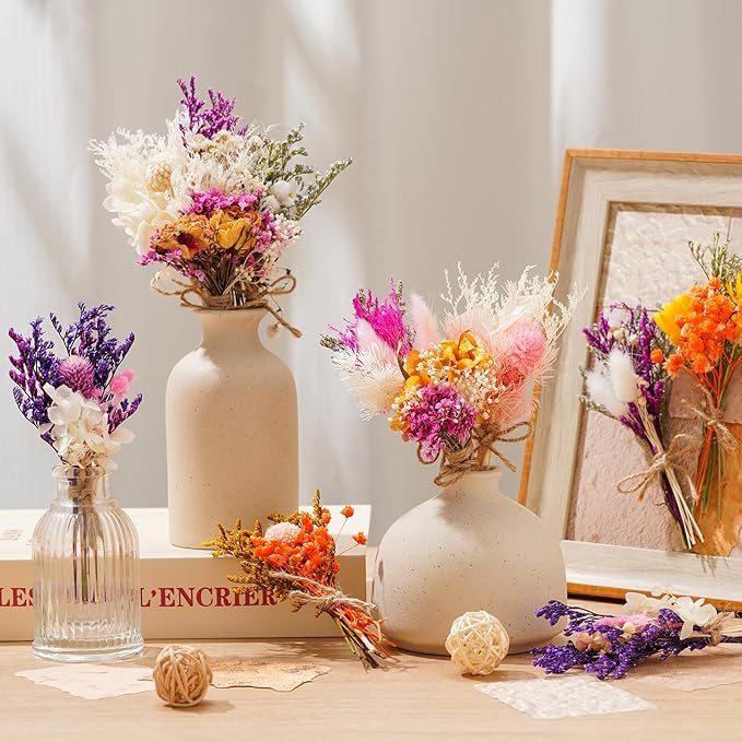 10/12/24 Pack Dried Flowers for Vase Various Mini Bouquet Dried Small Wildflowers Natural Real Flowers Bulk for Crafts DIY Wedding Decor (12, Flowers Blooming1)