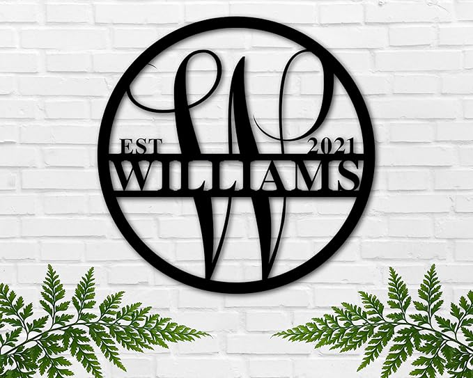 Personalized Metal Name Signs, Split Letter Monogram Wall Decor, Custom Last Name Sign, Family Name Sign for Outdoor, Personalized Wedding Gift, Garden Decor, Metal Wall Art, Housewarming Gift (MonogramDesign_7)