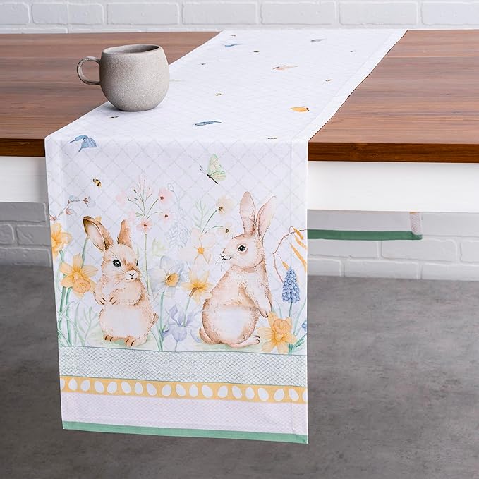 Maison d' Hermine Table Runner 100% Cotton Single Layer Table Runners 72 inches Long Decorative for Kitchen Dining Party Baby Shower Wedding Bridal Shower Spring Summer (Easter Dew , 14.50" x 72")