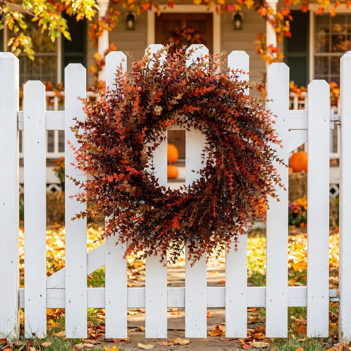28" Fall Gradient Eucalyptus Wreaths for Front Door,Fall Decorations