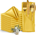12 Pieces Gold Satin Napkins, 17" x 17" Square Table Napkins, Silky Soft Smooth Washable Napkins for Restaurant, Weddings, Dinner, Party Decoration