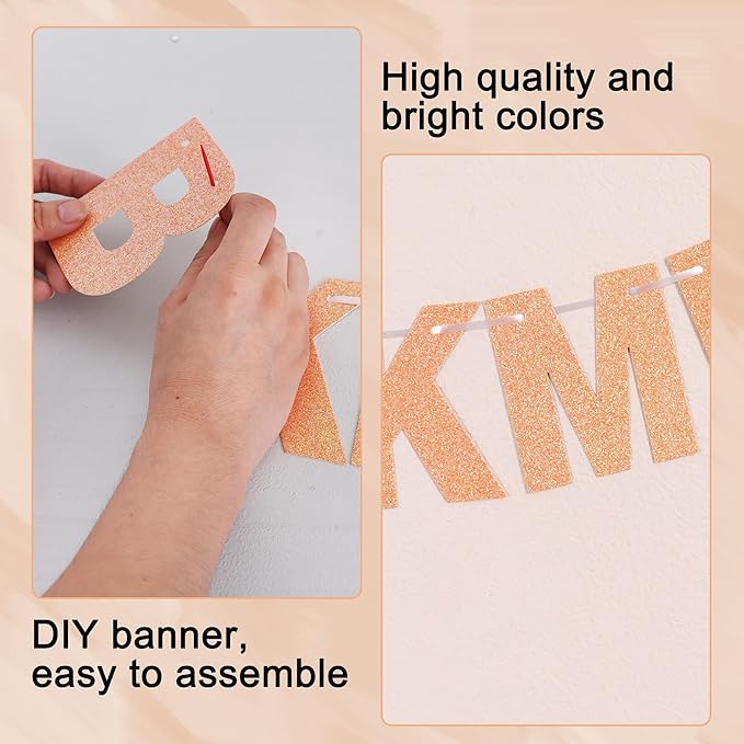 BEISHIDA 116 PCS Glitter Color Orange DIY Letter Banner Kit Make Your Own Banner，Including 111 Letters and Numbers 3 Rope and 6 Threading Device,Customized for Birthday Halloween Wedding Party Decor