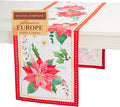 Maison d' Hermine Table Runner 100% Cotton Single Layer Table Runners 108 inches Long for Thanksgiving Christmas Decorations Home Kitchen Dining Party Wedding (Poinsettia Christmas, 14.5" x 108")