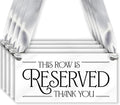 4 pcs Reserved Row Signs for Wedding, Acrylic Reserved Signs for Wedding Decor, 7.75x3.75 Reserve Seating Sign, Hanging Reserve Table Sign for Chairs Pews & Family, Includes Ribbon, Made in USA