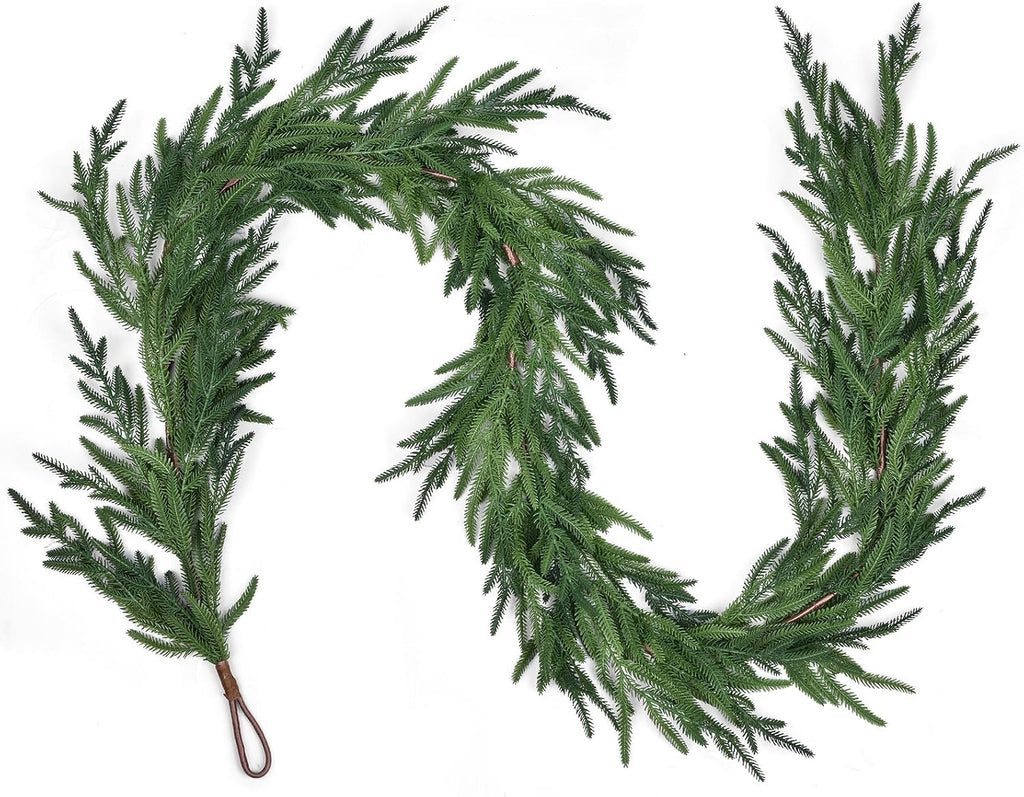 christmas norfolk pine garlands, realistic artificial faux greenery, main product view
