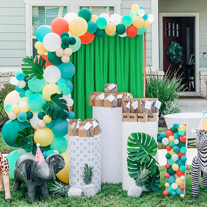 DWCN 10x8 FT Green Backdrop Curtains for Parties, Photography Backdrop Drapes with Rod Pockets for Wedding Decorations Stage Birthday Family Gatherings, 2 Panels 5ft x 8ft