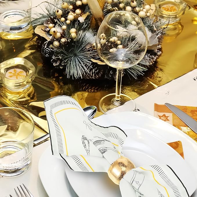 Lallisa Gold Napkin Rings Metal Napkin Ring Holders for Cloth Table Decorations for Wedding Anniversary Birthday Dinners Party of Table Setting(48 Pcs,Classic)