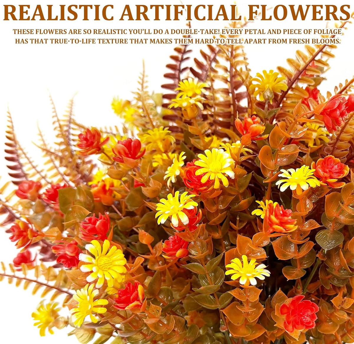 20 bundles artificial fall flowers for outdoors fall on a desk or shelf