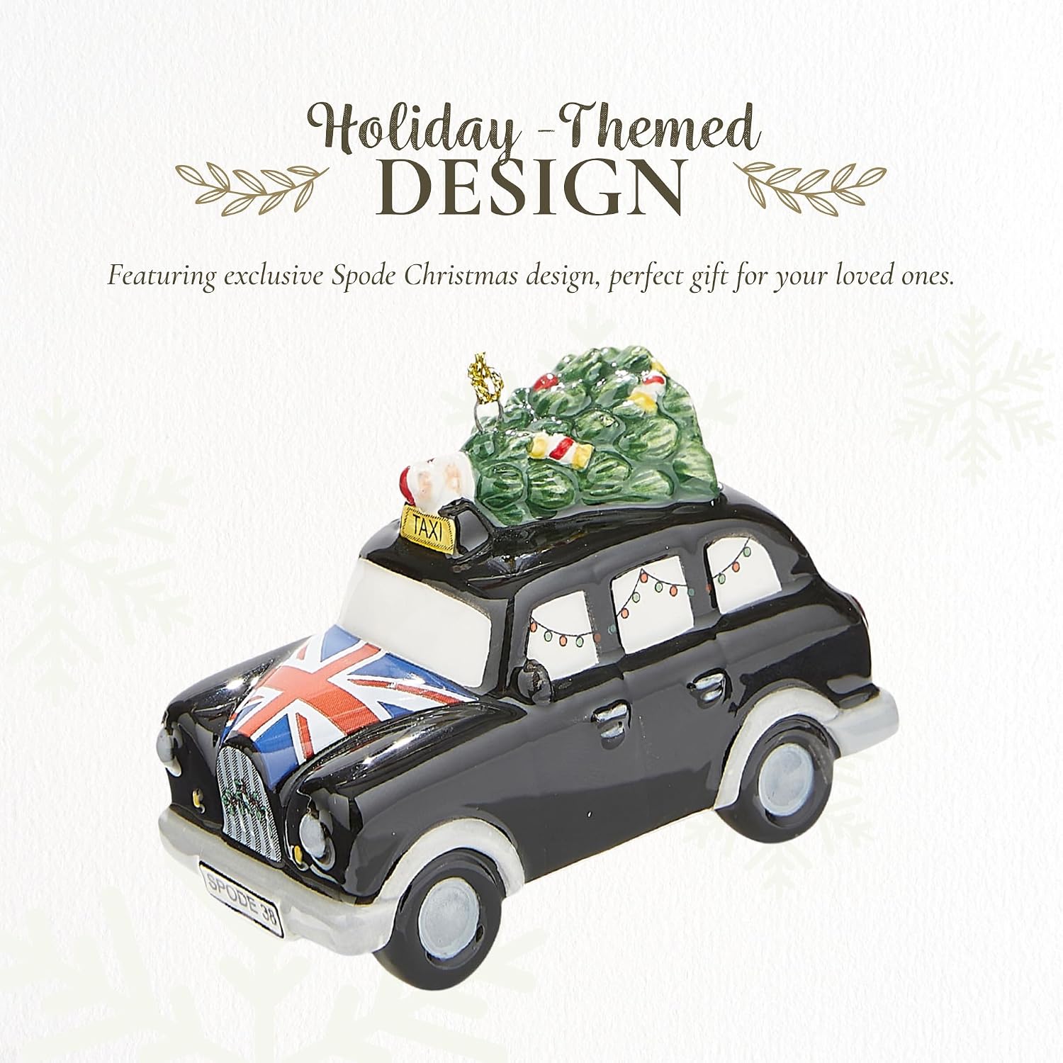 Spode Christmas Tree Brit Taxi Ornament - Dolomite Holiday Hanging Bauble for Seasonal Displays