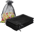 50PCS Sheer Organza Bags, Wedding Favor Bags with Drawstring, 4x6 inches Jewelry Gift Bags for Party, Jewelry, Festival, Makeup (Black)