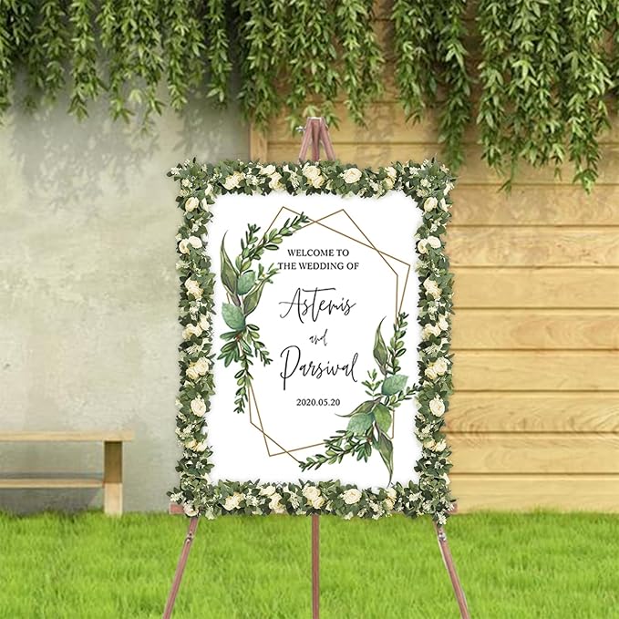 MAKHOT 2PCS Eucalyptus Garland, 6.6Ft Artificial Greenery Garlands Flower Decor, Green Spring Garland Wreath Vines Decorations for Table Home Wedding Mantle Party (Champagne)