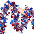 4th of July Garland, 50Ft Red White Blue Tinsel Patriotic Decor – Golf Cart Car Parade Boat Tree Outdoor Indoor, Memorial Day 250th Anniversary Independence Day Party