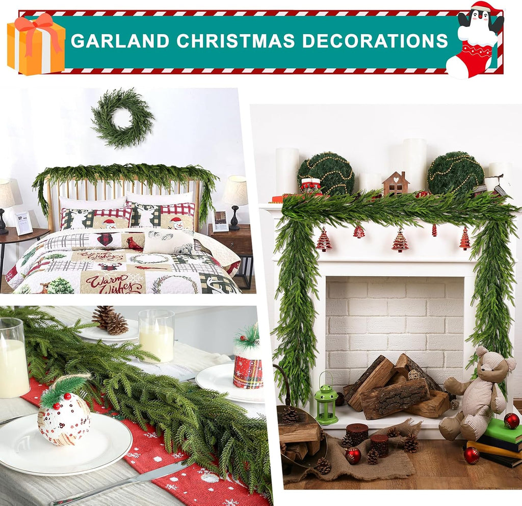 6 ft realistic christmas garland,natural droopy,soft bendable lifelike showing dimensions
