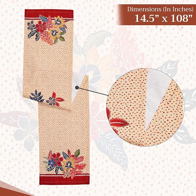 Maison d' Hermine Table Runner 100% Cotton Single Layer Table Runners 108 inches Long for Thanksgiving Christmas Decorations Home Kitchen Dining Party Wedding (Kalahari, 14.5" x 108")