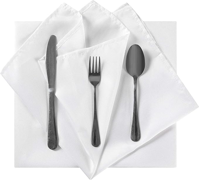 Cloth Napkins 20x20 inch Washable Polyester Dinner Napkins Soft Table Napkins for Wedding Party Dining Banquet(White,25PCS)