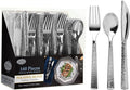 Plastic Cutlery Silverware Extra Heavyweight Disposable Flatware, Full Size Cutlery Combo, Silver Pebbled, 80 Forks, 40 Spoons, 40 Knifes, Value Pack 160 Count