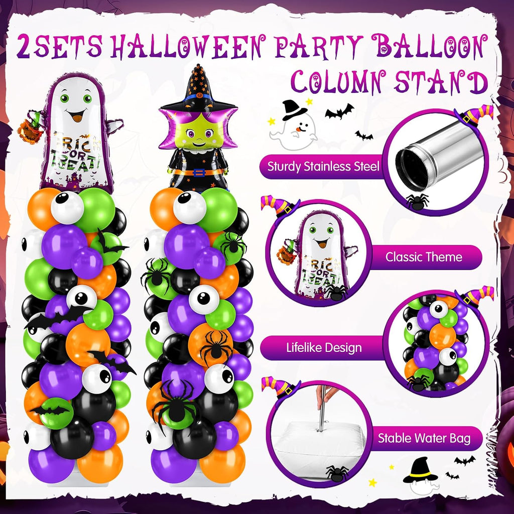 kasyat 2 sets halloween balloon column kit, witch showing dimensions