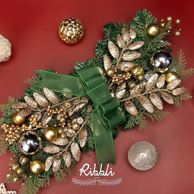 Ribbli Emerald Green Burlap Wired Ribbon, 1-1/2” Inch x Continuous 20 Yard, Green Wired Ribbon for Wreaths,Big Bows,Tree Decoration,Outdoor Decoration
