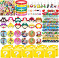 134PCS Party Favors Birthday Supplies,12 Guests Birthday Party Decorations,Include Stamps,Slaps,Key Chains,Masks,Gift paper Bags,Wrists, Button Pins,Stickers, Game On Gaming Party Favors Decor