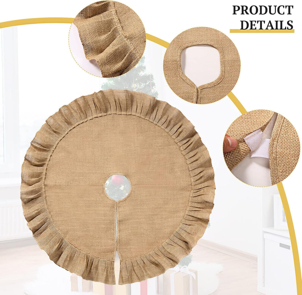 Tatuo 31 Inch Large Christmas Tree Skirt Decorations Fit 3.3~5 ft Xmas Tree Linen Burlap Trees Skirt for Christmas Xmas New Year Party Holiday Family Winter Home Indoor Outdoor Decor (Linen Color)