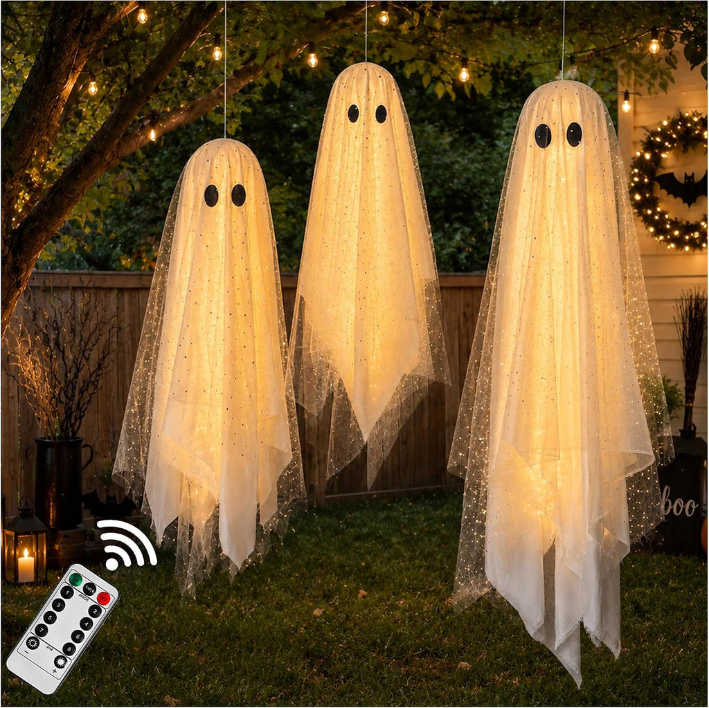 aygxu halloween decorations outdoor/indoor-3pcs hanging ghost decor with, main product view