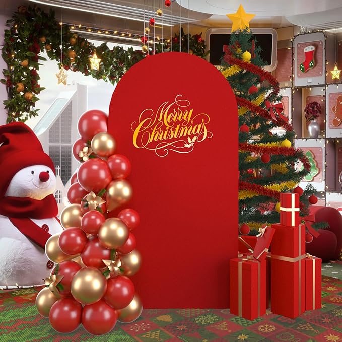 bricia Wedding Arch Backdrop Stand Cover, 7.2FT Double Sided Stretchy Arch Cover Fitted Wedding Birthday Party Banquet Decoration (Red 86.4''Lx48''W)