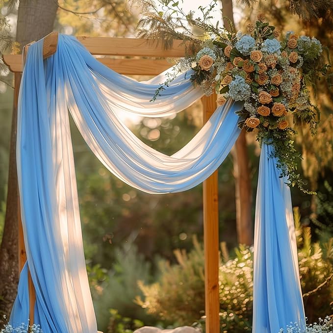 Wokceer Wedding Arch Draping Fabric 28.7" x 20FT Dusty Blue Drapes Sheer Fabric Backdrop Arch Draping Fabric for Wedding Ceremony Birthday Party Bridal Shower Decoration