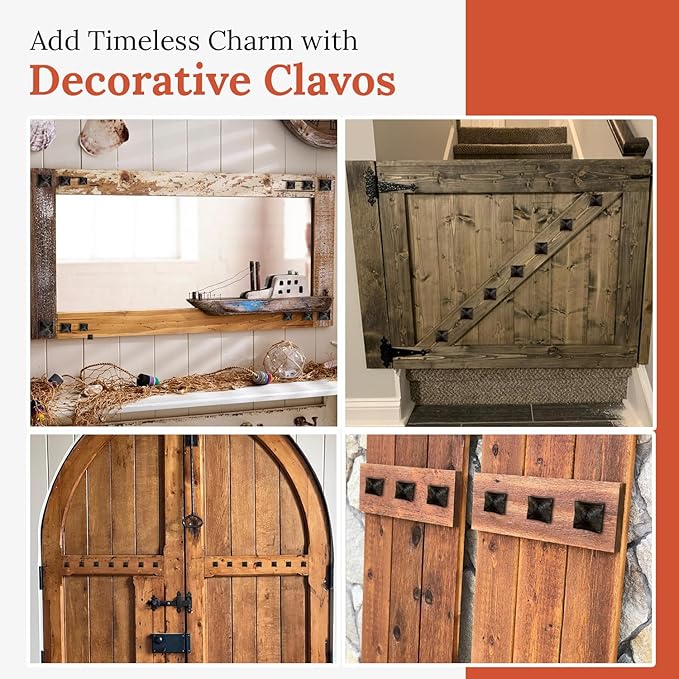 50 Pack 1.5" Square Head Iron Clavos Decorative Nails – Unfinished – Handmade Rustic Square Fasteners for Farmhouse Shutters, Faux Wood, Barn Doors, Shutters, and Gates – Ornamental Wood Accent