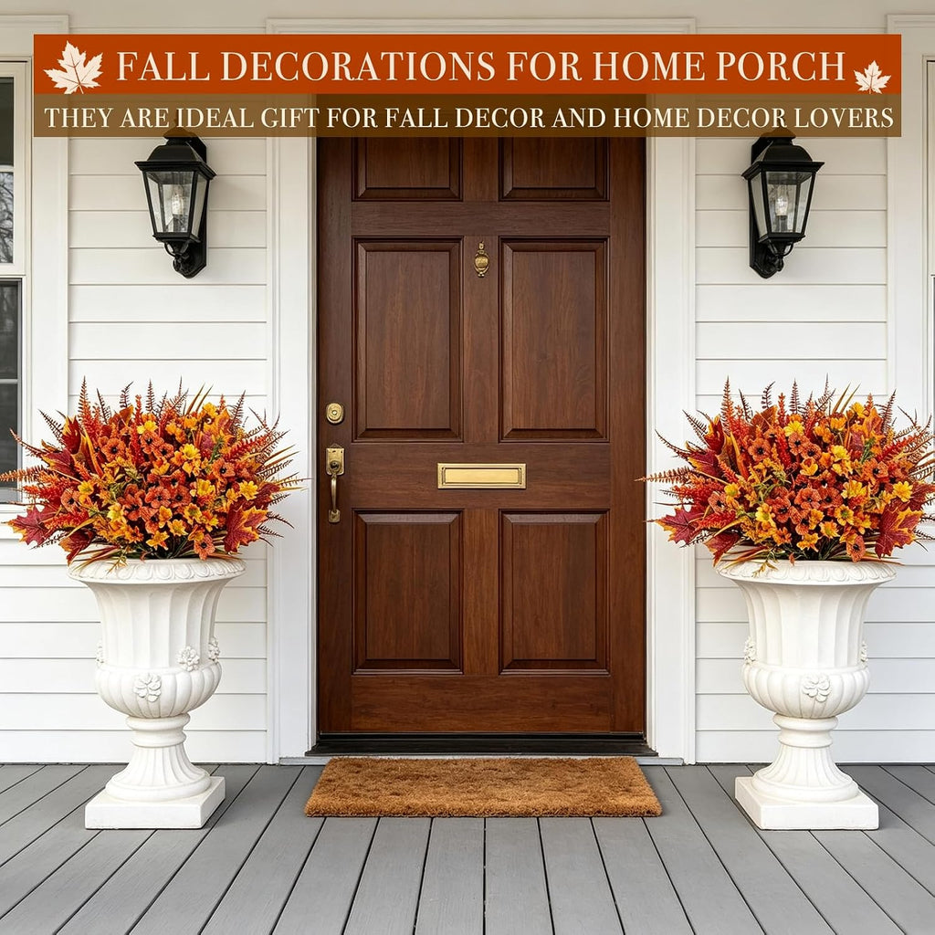 24 bundles 6 styles artificial fall flowers plants, close-up detail