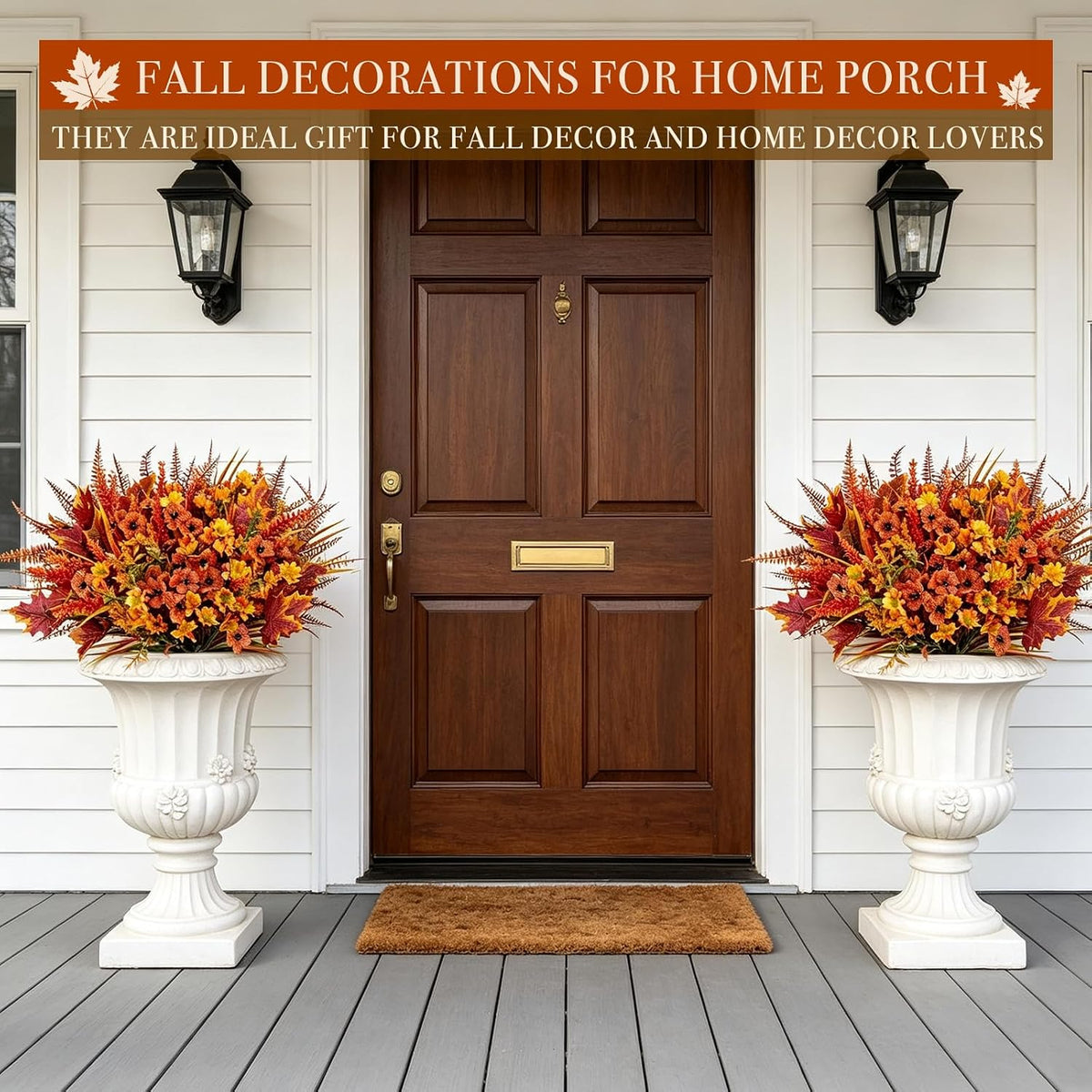 24 bundles 6 styles artificial fall flowers plants, close-up detail